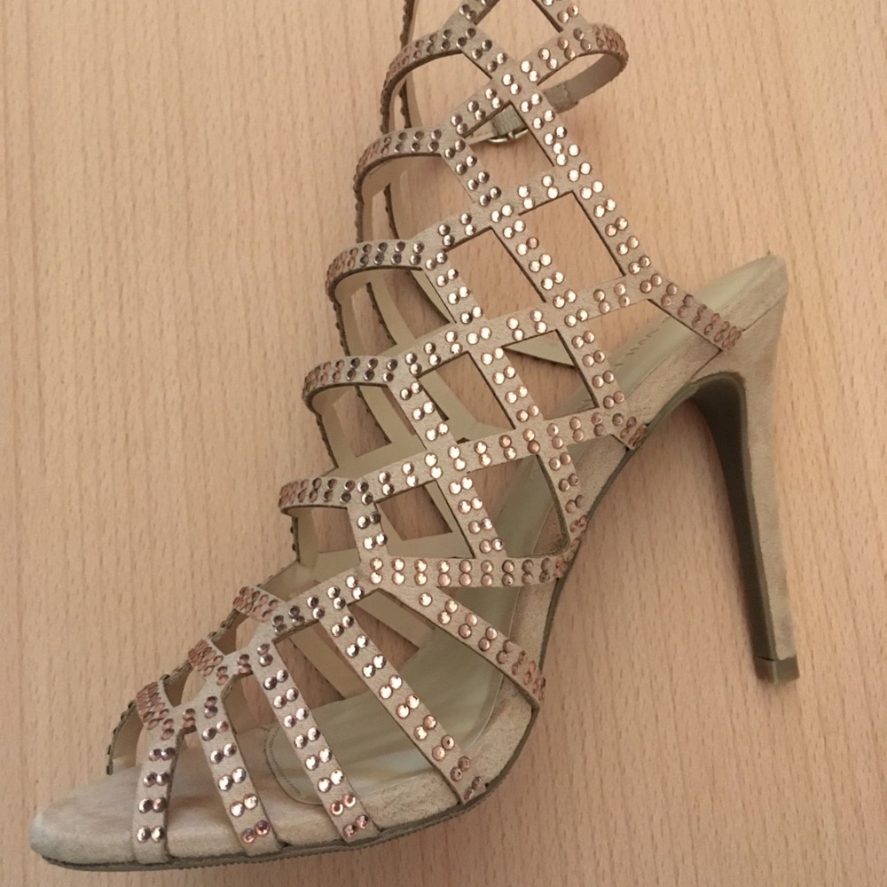 ModCloth Nude Suede Rhinestone Heels - Picture 2 of 8